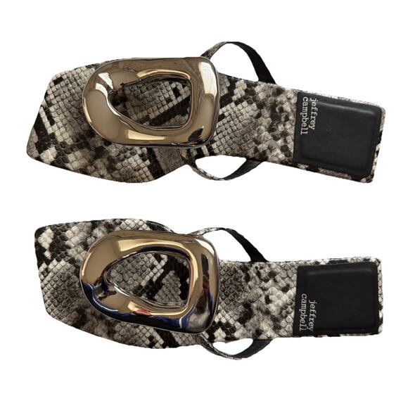 Jeffrey Campbell Linques 2 Thong Sandal 7.5 Silver Gray Snake Silver Hardwear - Picture 4 of 10